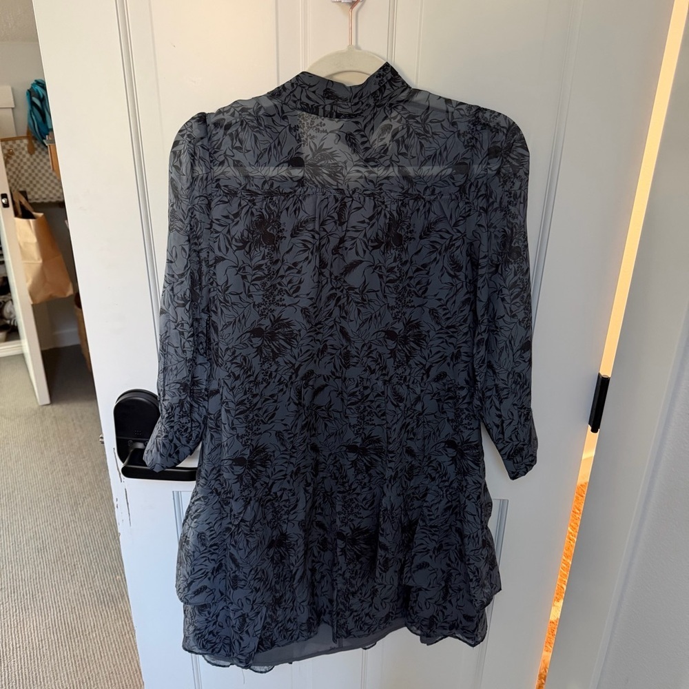MELLODAY Black Floral Chiffon Blouse